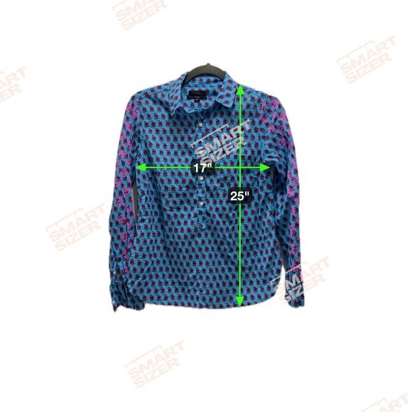 J.Crew‎ Classic Popover Womens Floral Block Print Half Button Down Shirt Size XS - Picture 3 of 6